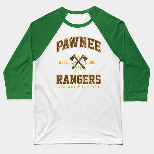 Pawnee Rangers (Variant) Baseball T-Shirt by huckblade